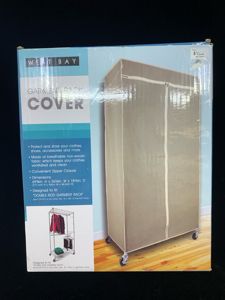 NIP GARMENT RACK COVER.