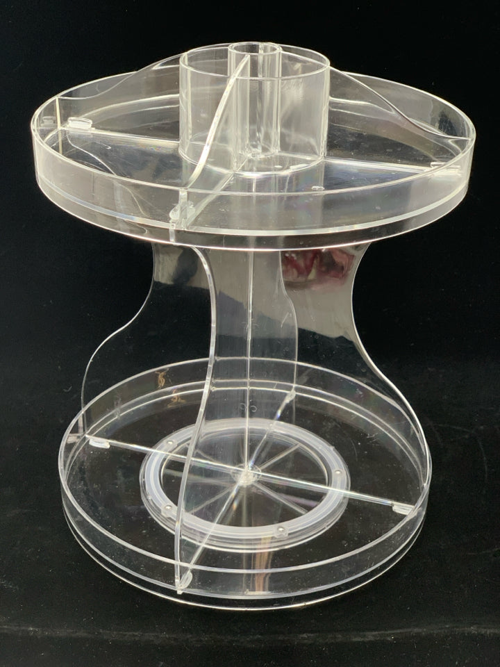 SPINNING PLASTIC BATHROOM BOTTLE STORAGE.