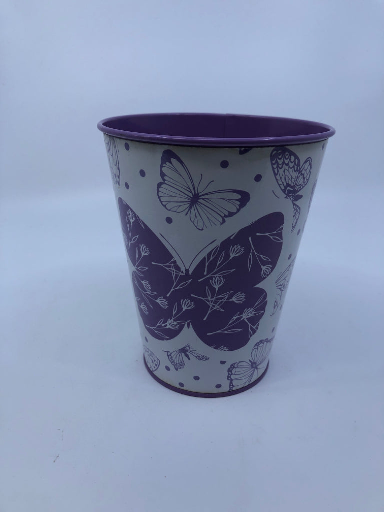 PURPLE BUTTERFLY METAL BUCKET.