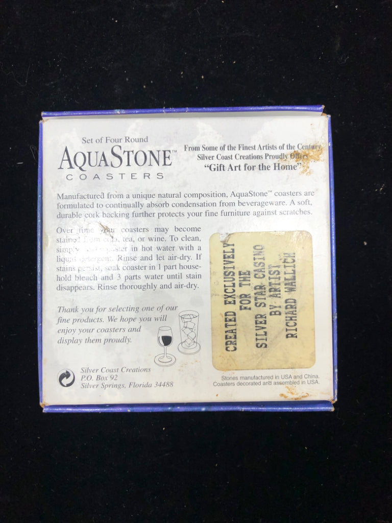 NIB AQUA STONE COASTERS.