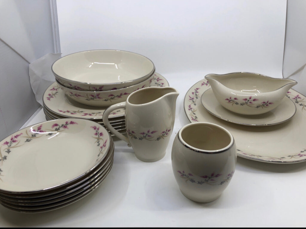 18PC VTG TRIOMPHE LILAC FLORAL DISH SET SERV FOR 6.