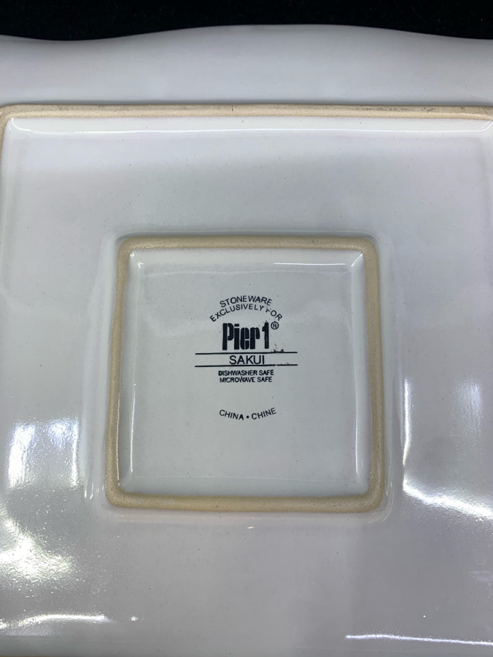 5 WHITE PIER 1 WAVY EDGE PLATES.