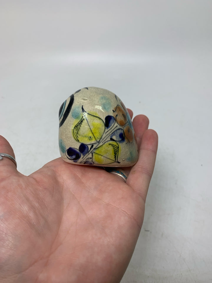 SMALL HAND PAINTED OWL MADE IN MEXICO.