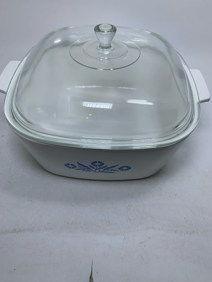 BLUE CORNFLOWER 4 QT DISH W/ LID.