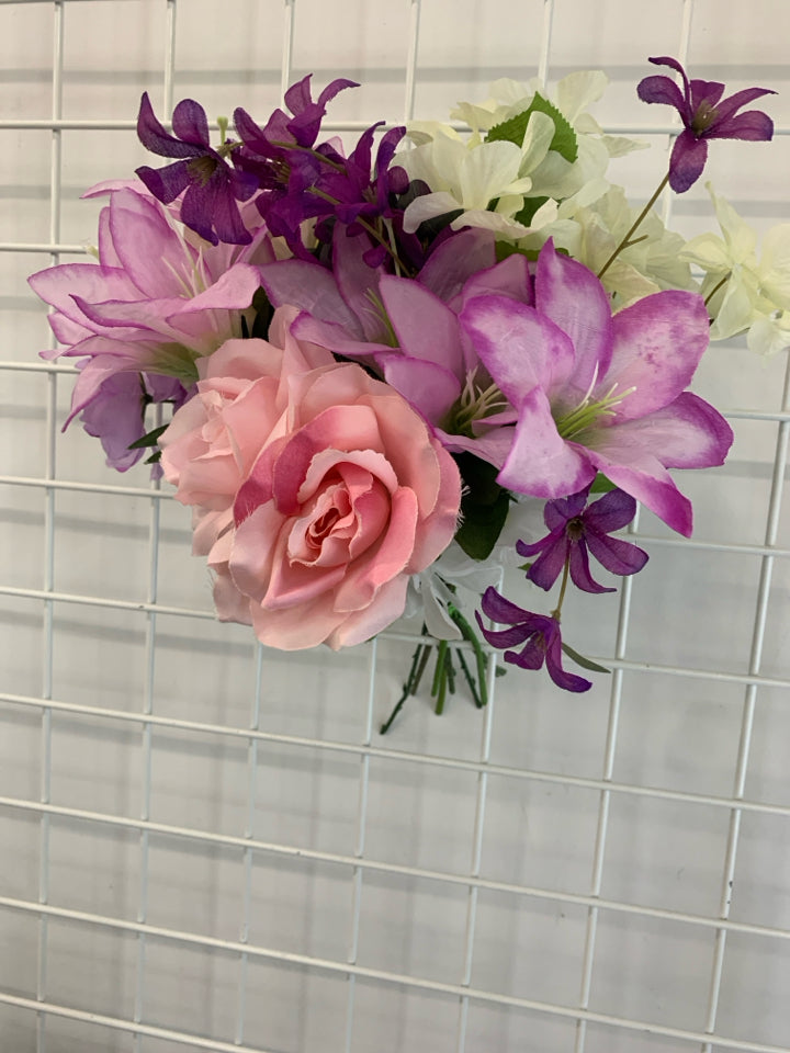 FAUX PURPLE FLOWER BOUQUET.