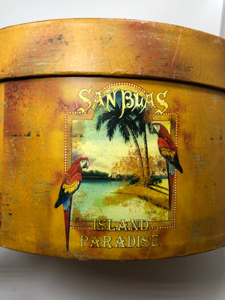 ISLAND PARADISE ROUND STORAGE HAT BOX.