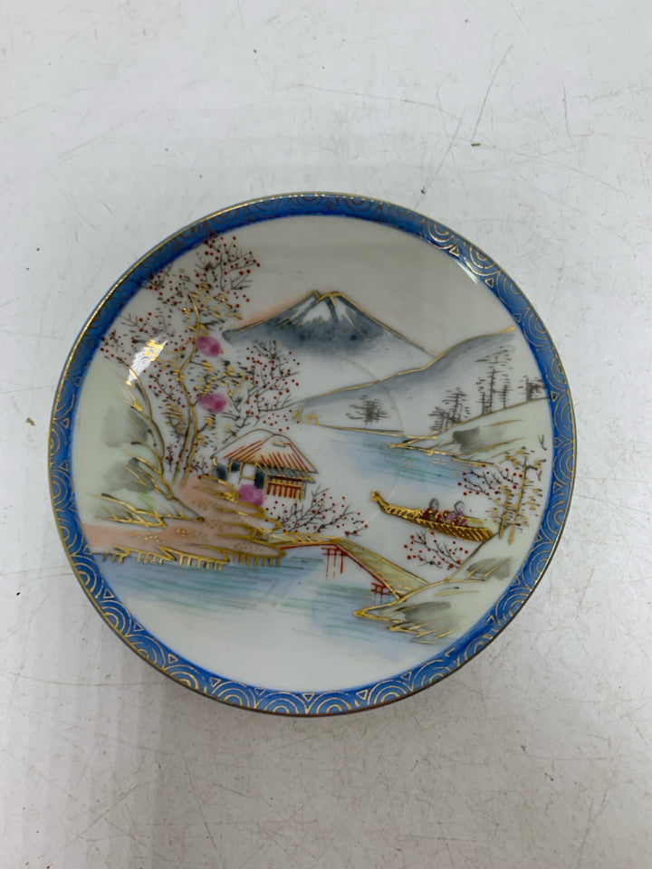 MOUNTAIN/CHERRY BLOSSOM SCENE MINI TEACUP SAUCER.