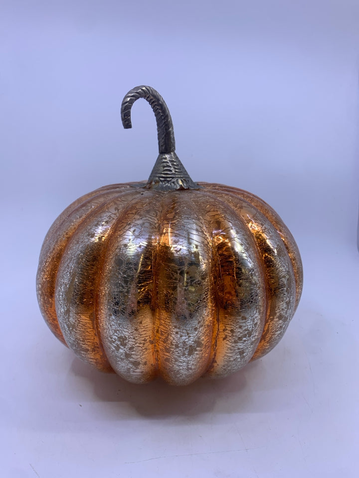 CRACKLE MERCURY GLASS PUMPKIN.