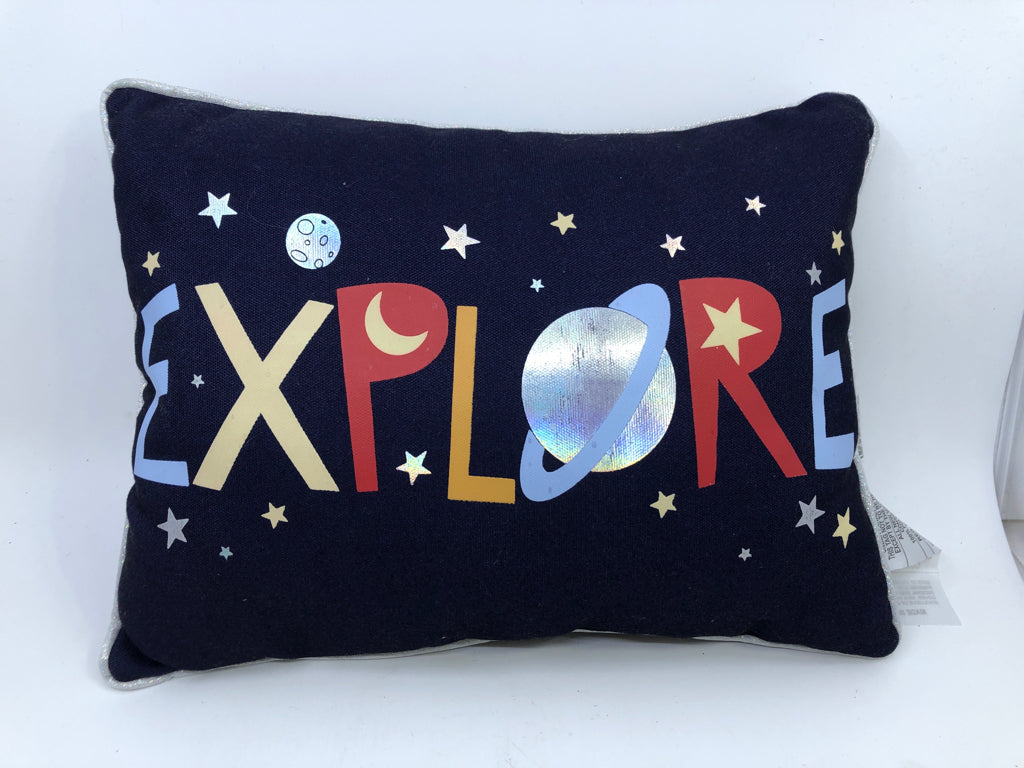 EXPLORE NAVY BLUE PILLOW.
