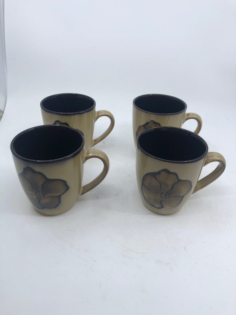 16 PC SCV 4 PAINTED POPPIES PATTERN.