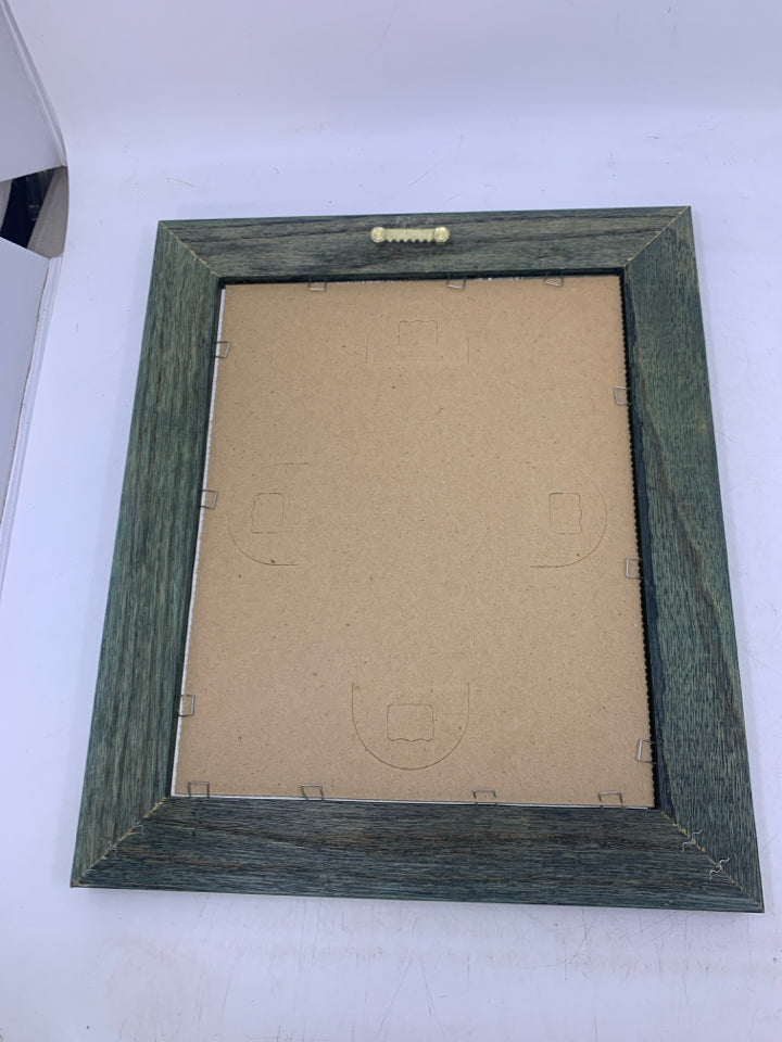 PURPLE EMPEROR FLOWERS W/ BUTTERFLY GREEN FRAME WALL HANGING.