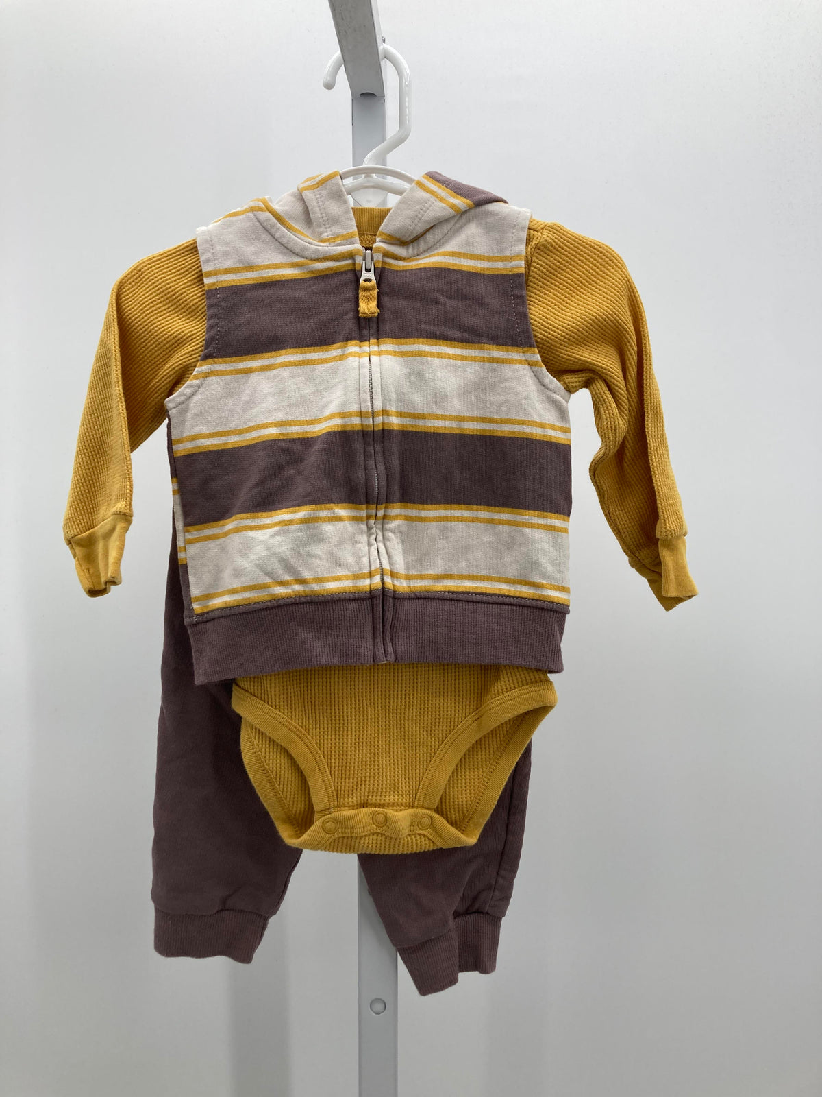 STRIPES VEST WAFFLE KNIT SHIRT AND PANTS