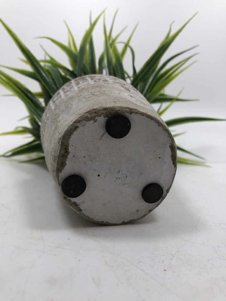 SM FAUX GRASS IN STONEWARE PLANTER.