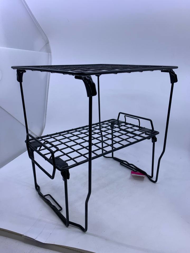 2 PC STACKING BLACK WIRE SHELF.