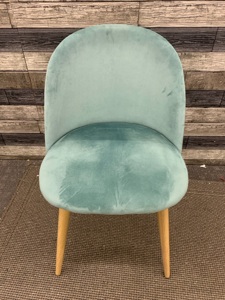 MINIMALIST SOFT BLUE CHAIR.