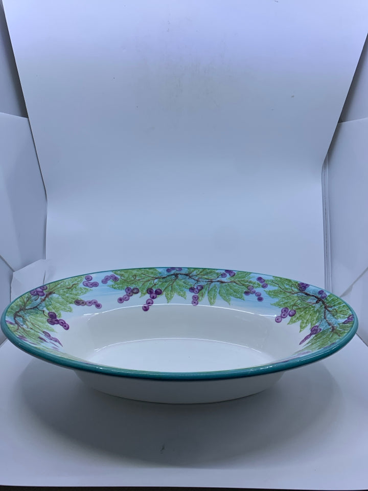 OVAL PAINTED GRAPES BOWL.