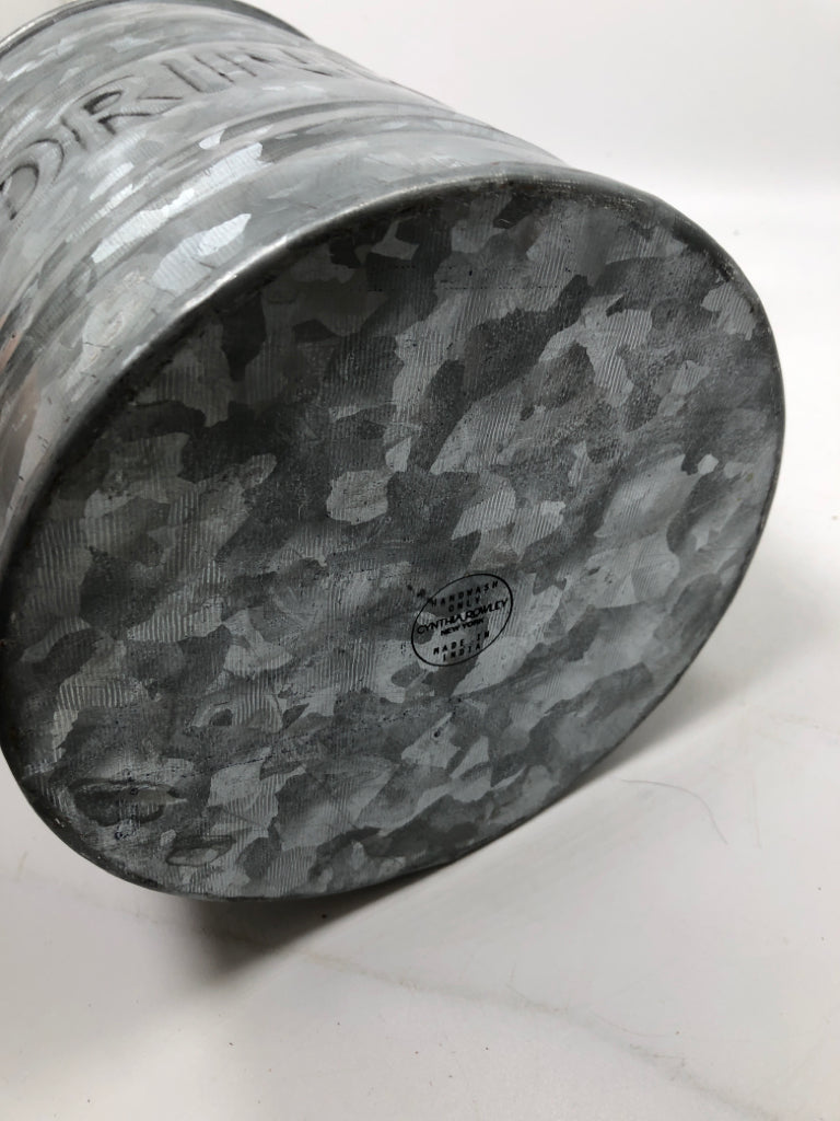 GALVANIZED "DRINK" ICE BUCKET.