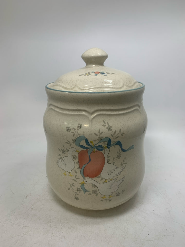 VTG MARMALADE GOOSE APPLE STONEWARE CANISTER.