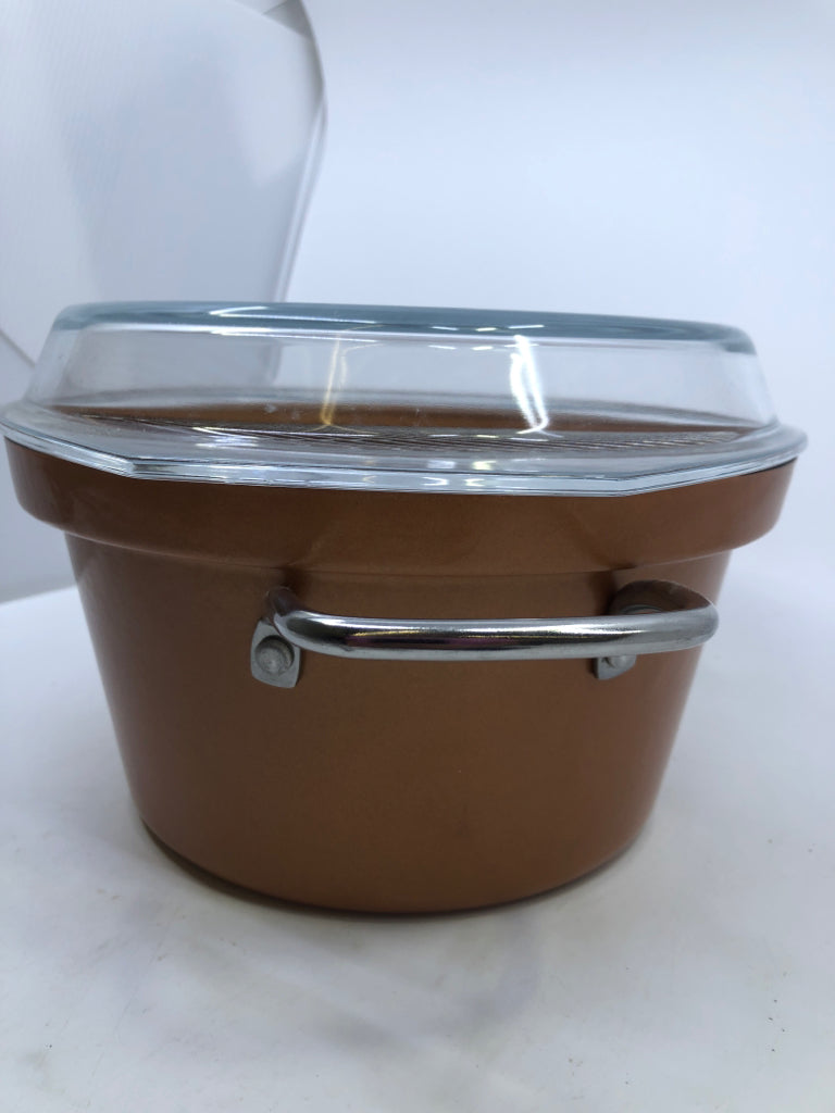 COOKS ESSENTIALS STEAMER/SOUP POT W/GLASS LID.