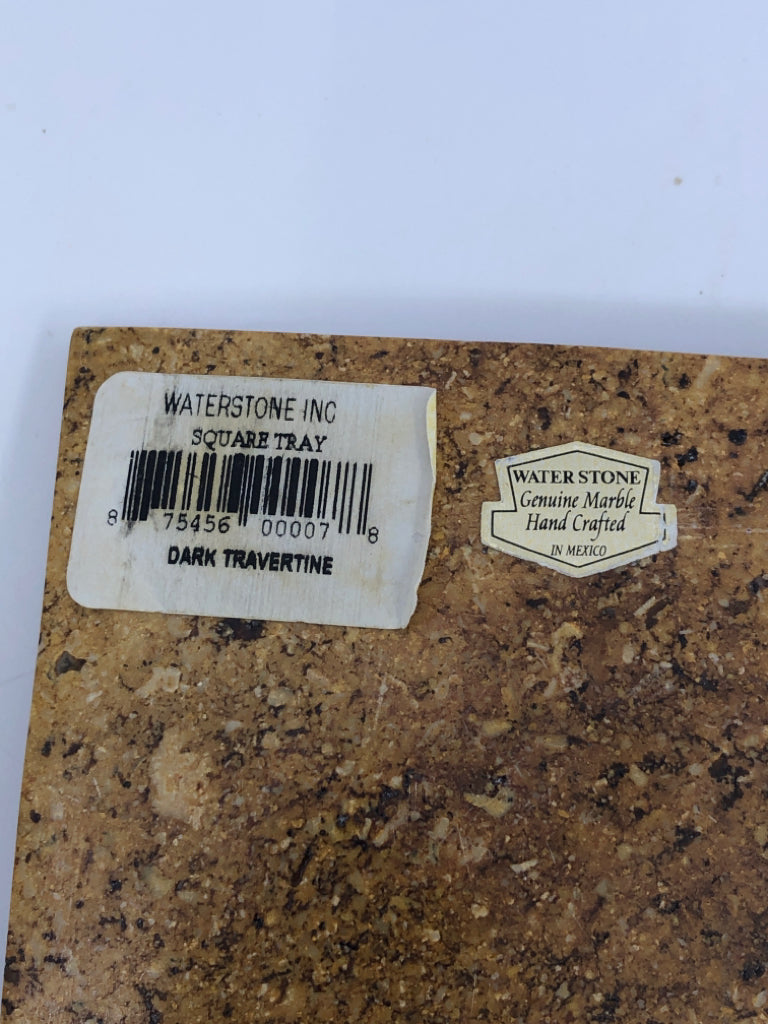 SQUARE TRAVERTINE WATER STONE TRAY.