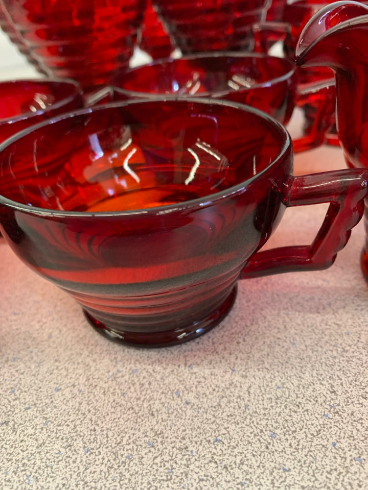 33PC RED RUBY GLASSWARE-SVC 4+.