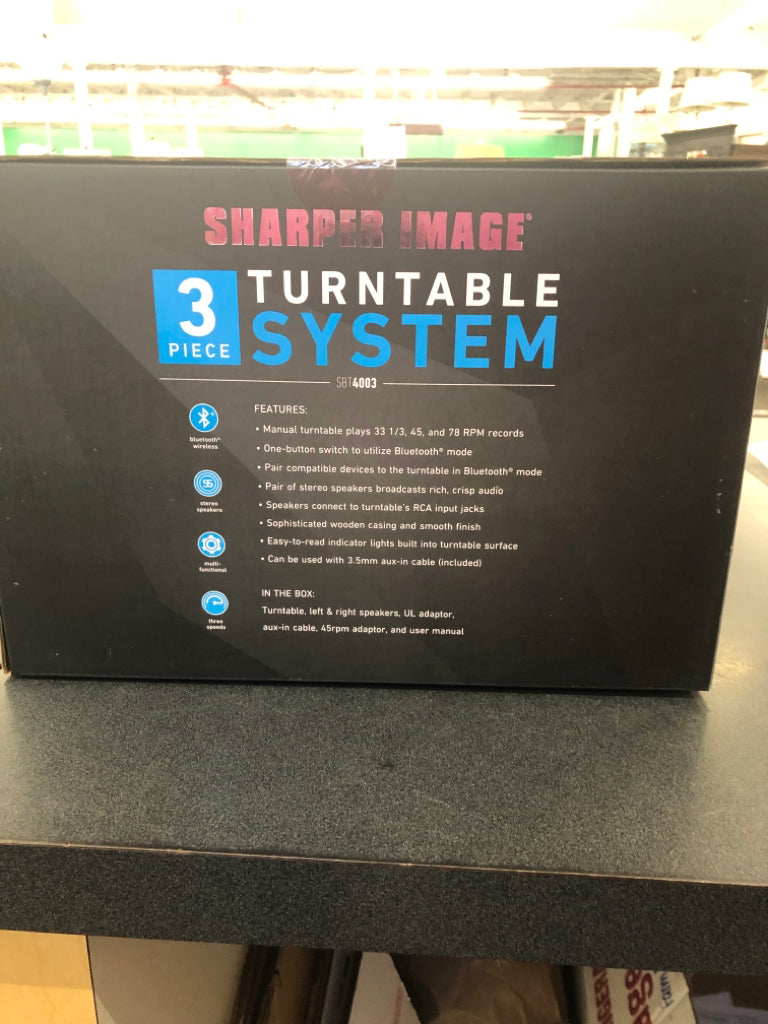 NIB 3PC TURNTABLE SYSTEM- RECORD PLAYER.