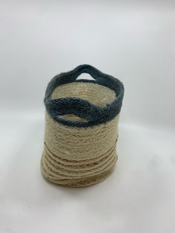 WHITE & BLUE CLOTH BASKET.