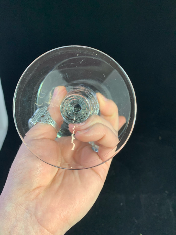 2 MARTELLO MARTINI GLASS W/ HAMMERED STEMS.