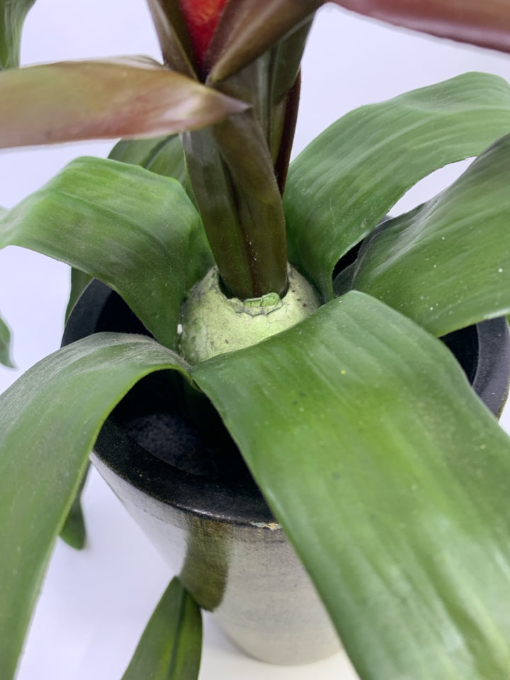 FAUX RED PLANT IN PLANTER.