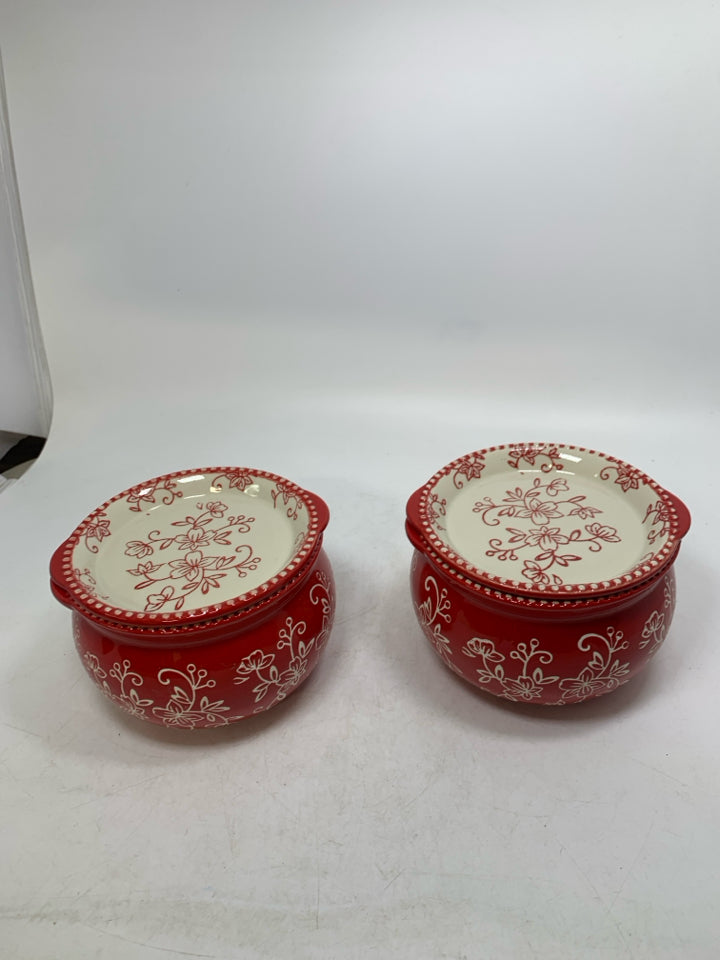 4 PC SOUP BOWLS W/ LIDS.