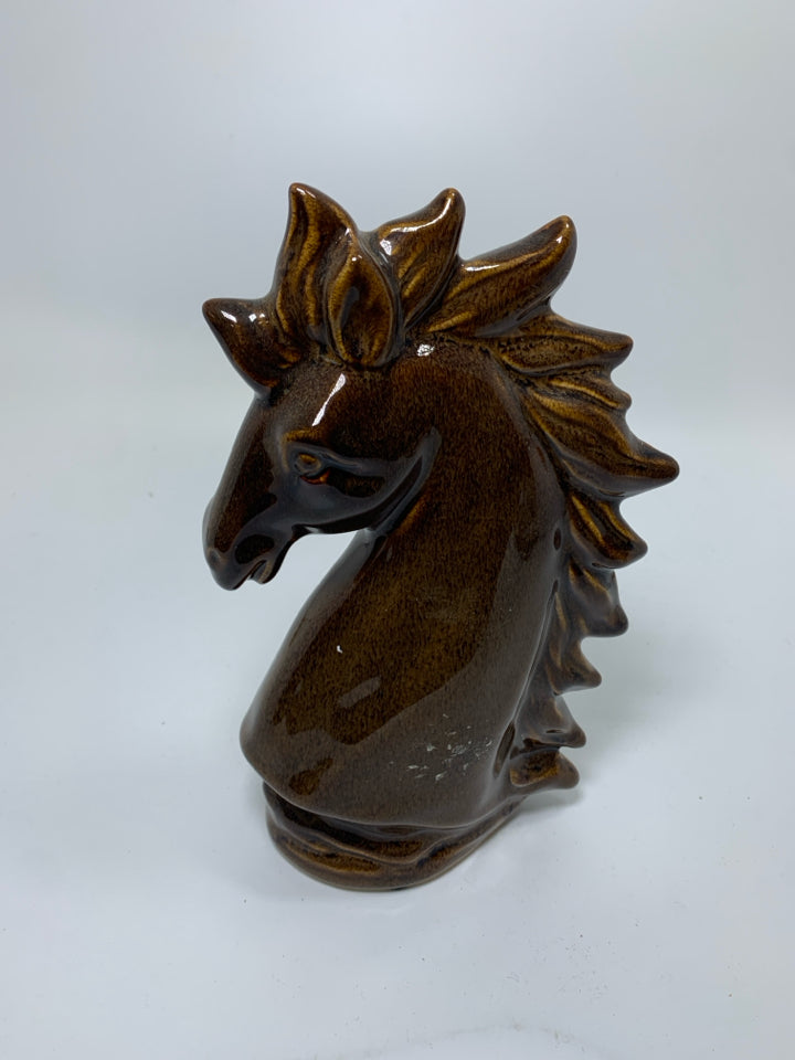 LIGHT BROWN CERAMIC HORSE HEAD.