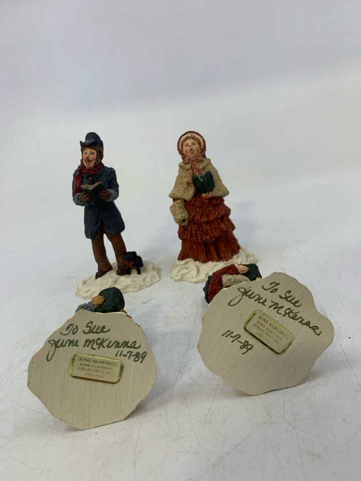 4 VTG RESIN JUNE MCKENNA CAROLER FAMILY.