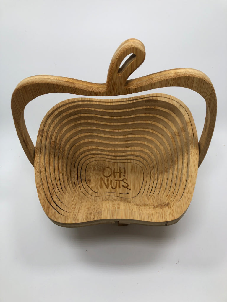 "OH NUTS" POP-UP WOODEN APPLE BASKET.