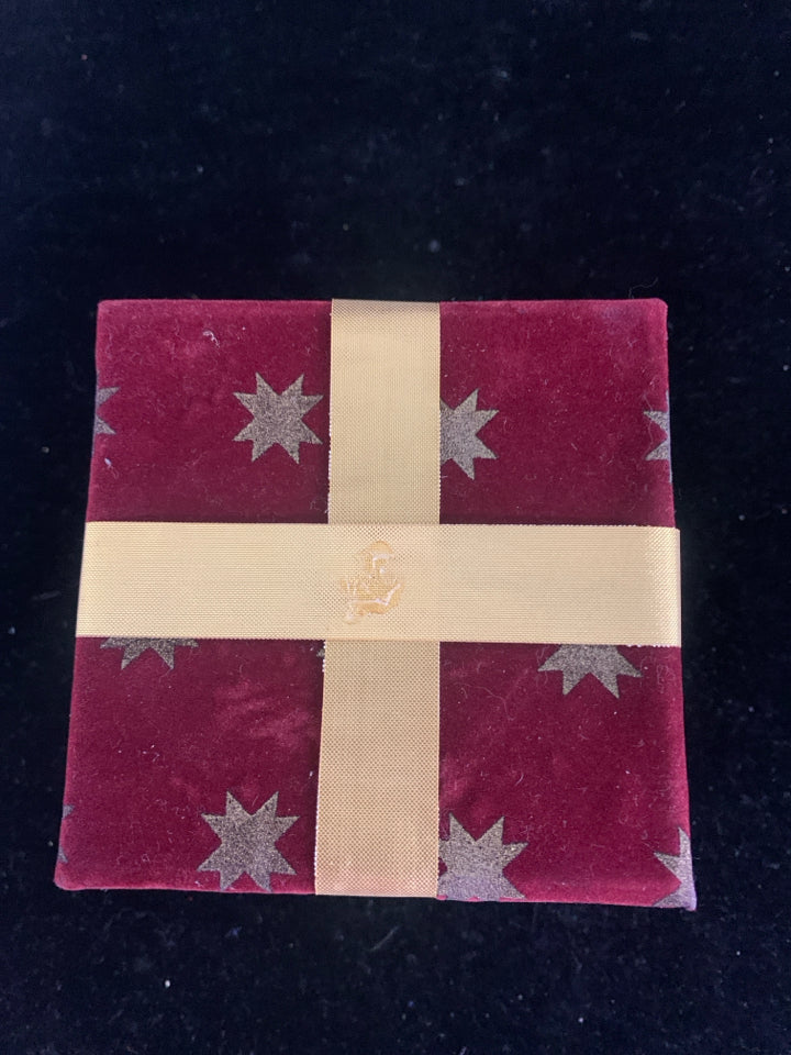 GOLD ACCENT GLASS ORNAMENT IN RED BOX.