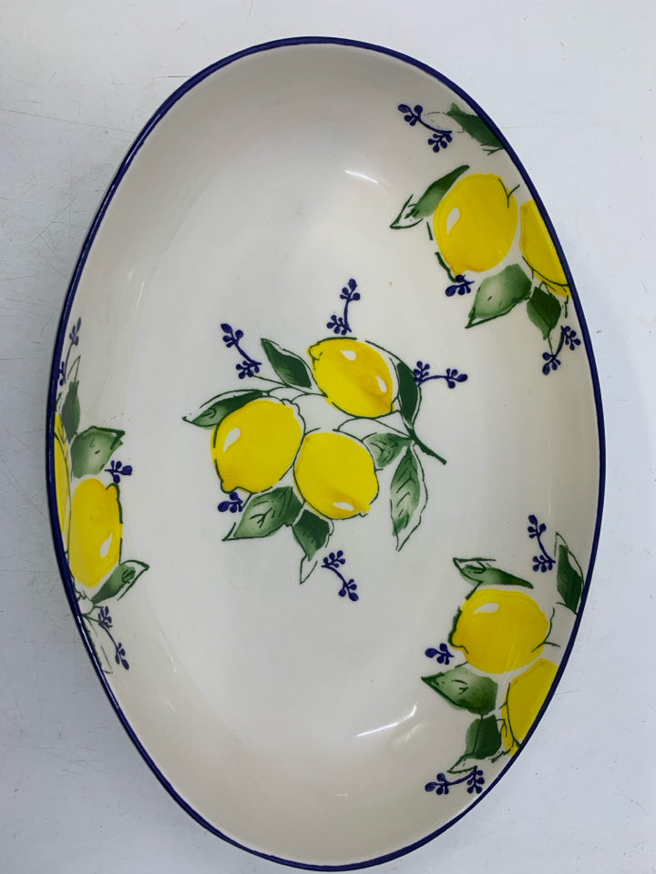 OVAL CERAMIC WHITE BOWL W/ LEMONS.