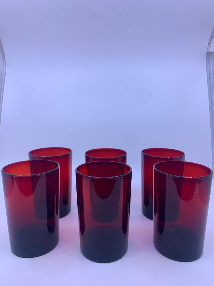 6 RED DRINKING GLASSES 5.