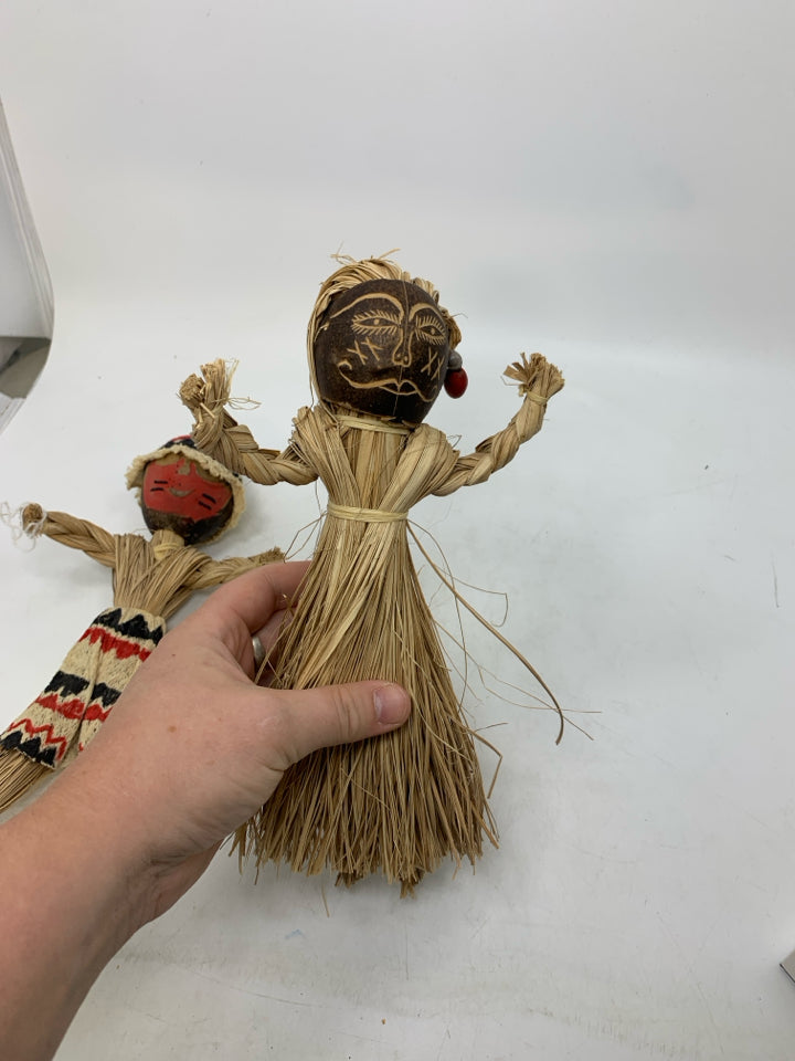 2 FOLK ART STRAW MAN/WOMAN.