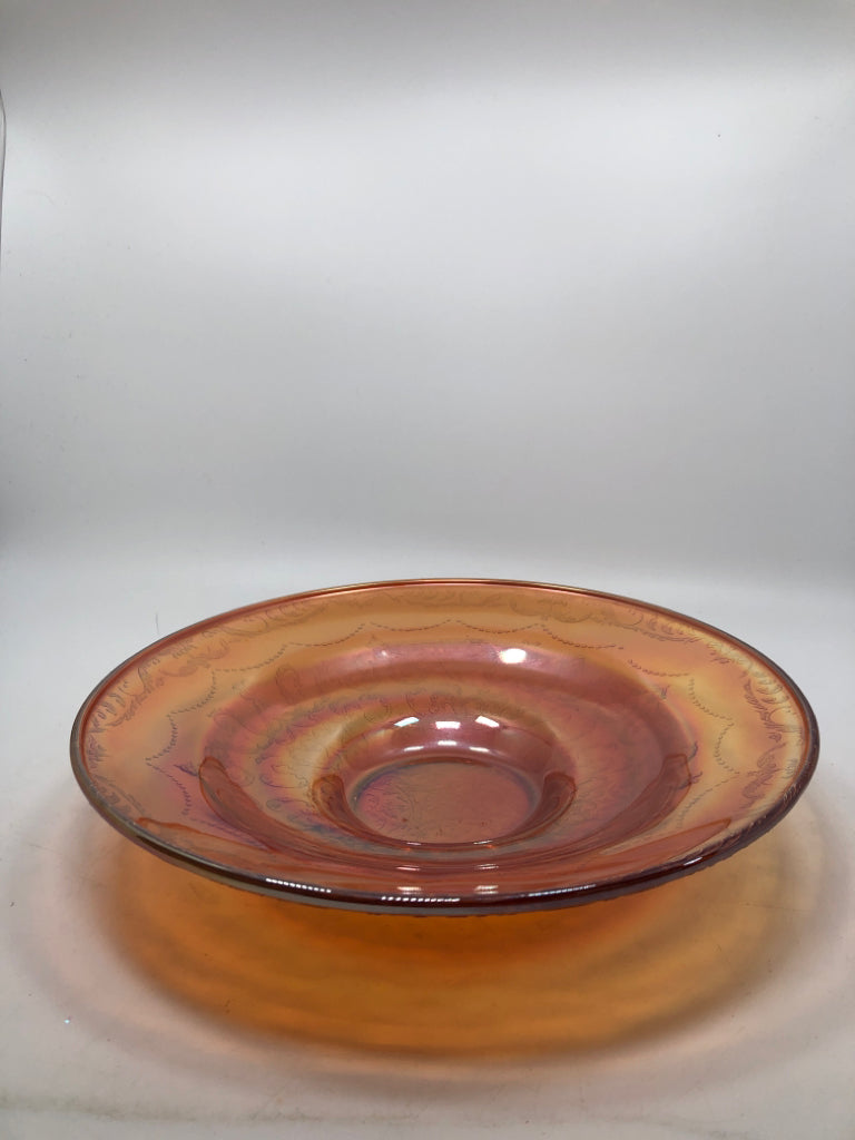 LG VTG CARNIVAL GLASS ROUND SERVING BOWL.
