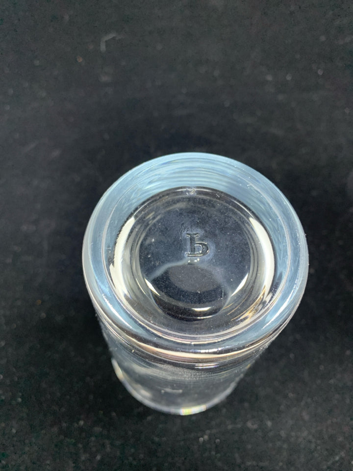 6 RIBBED GLASS WATER GLASSES.