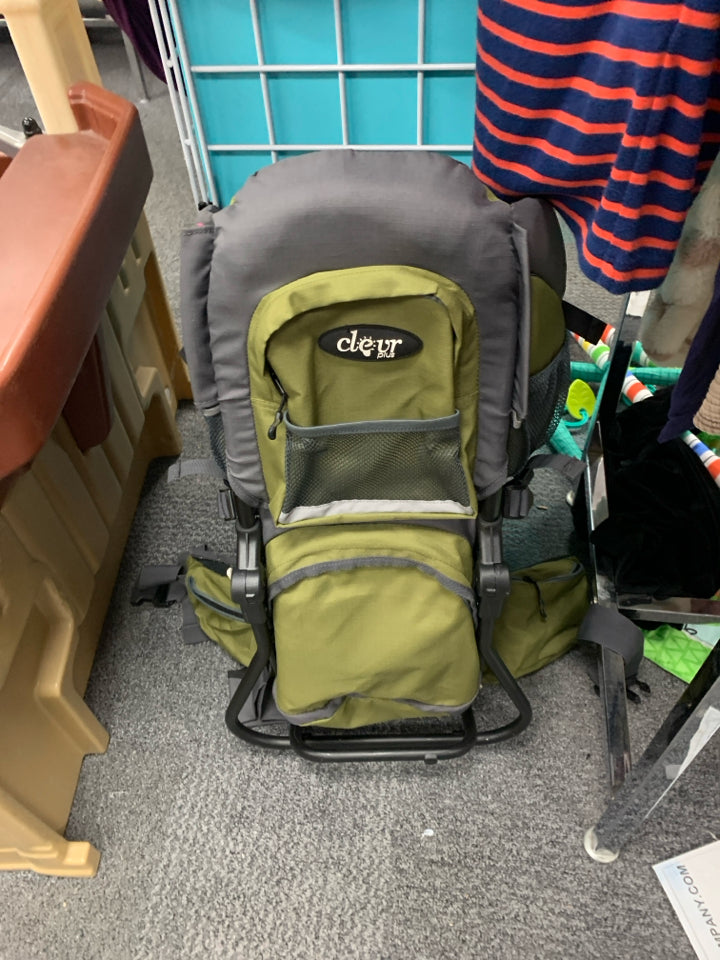Baby carrier backpack ClevrPlus, green/grey