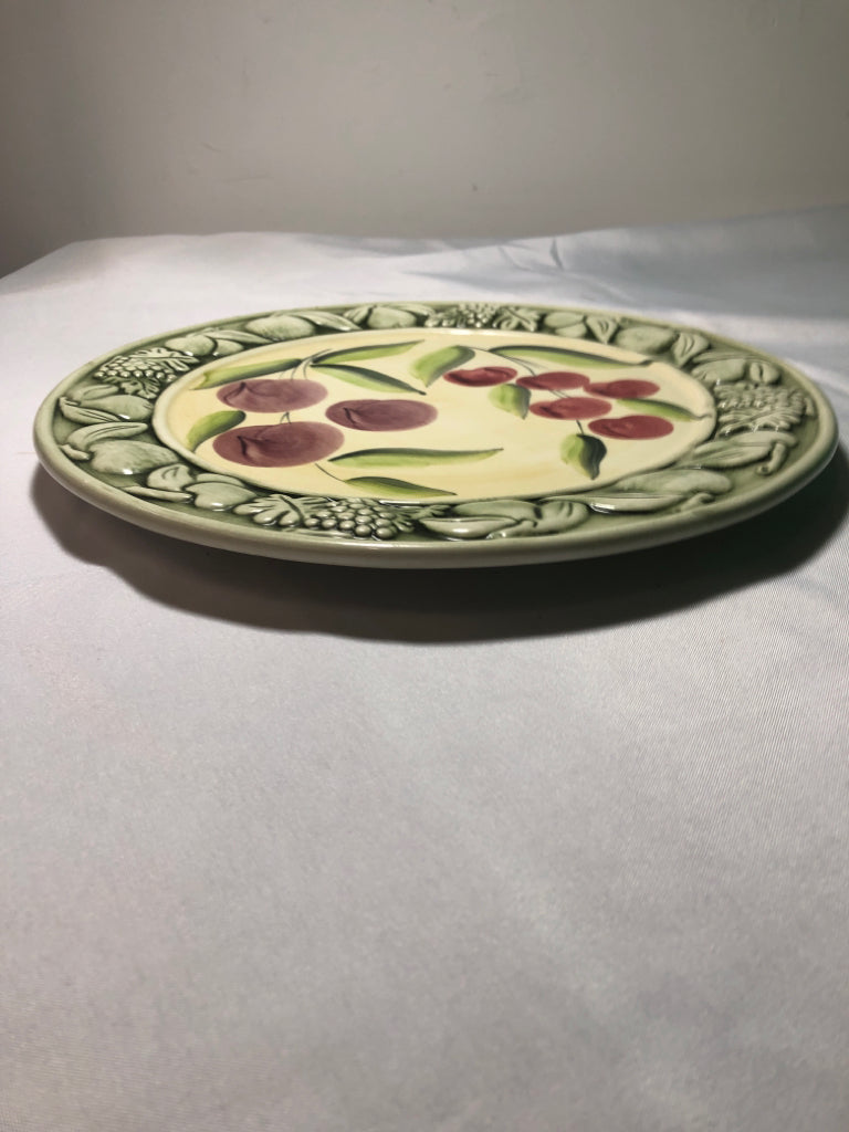 EMBOSSED FRUIT, PAINTED CHERRIES BLUEBERRIES SERVER.