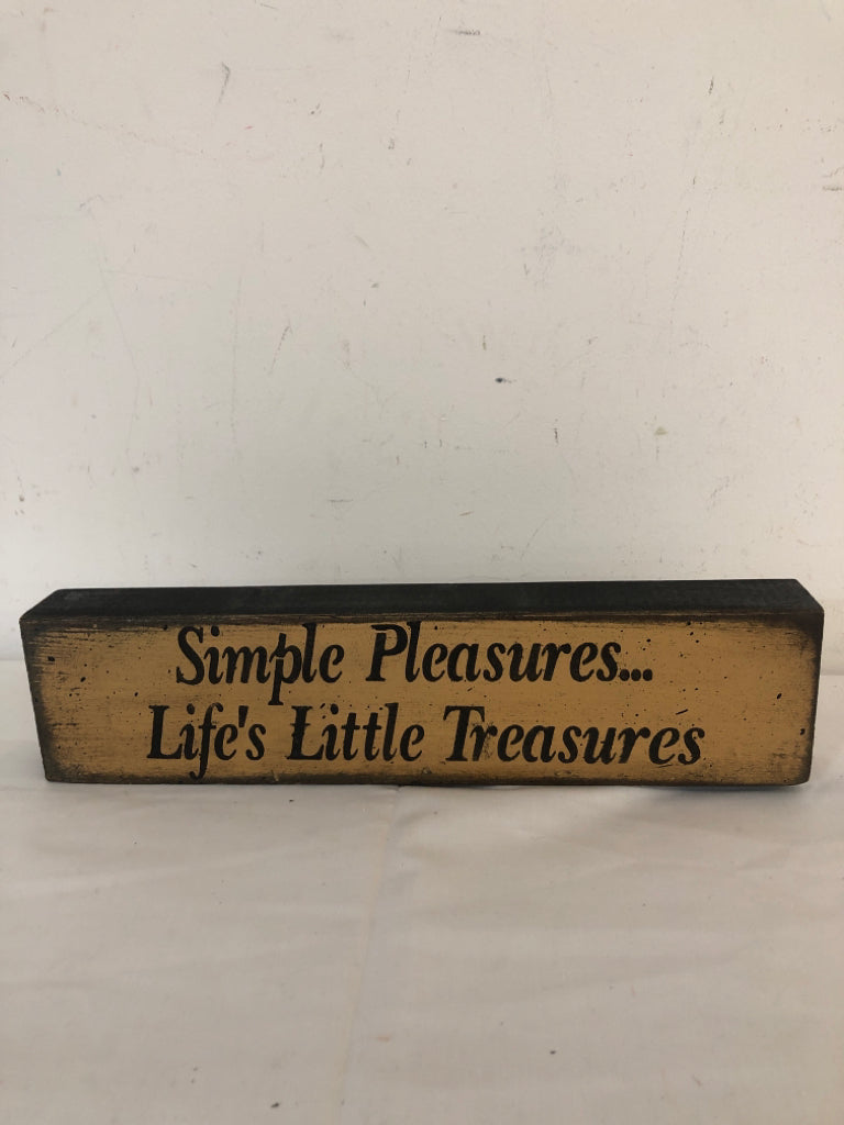 SIMPLE PLEASURES LIFES LITTLE TREASURES WOOD SIGN.