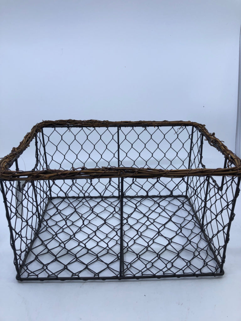 CHICKEN WIRE AND TWIG BASKET.