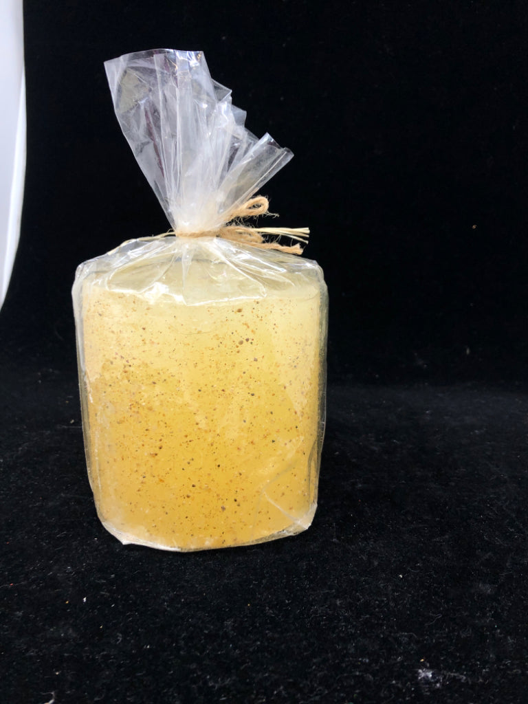 NIP POTTERY BARN SAND PILLAR CANDLE.