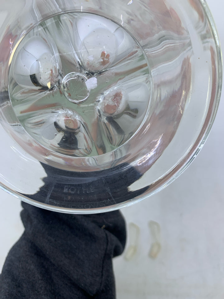 VTG BLOWN GLASS CLEAR 4 CHAMBER LIQUOR DECANTER MADE IN CZECHOSLOVAKIA.