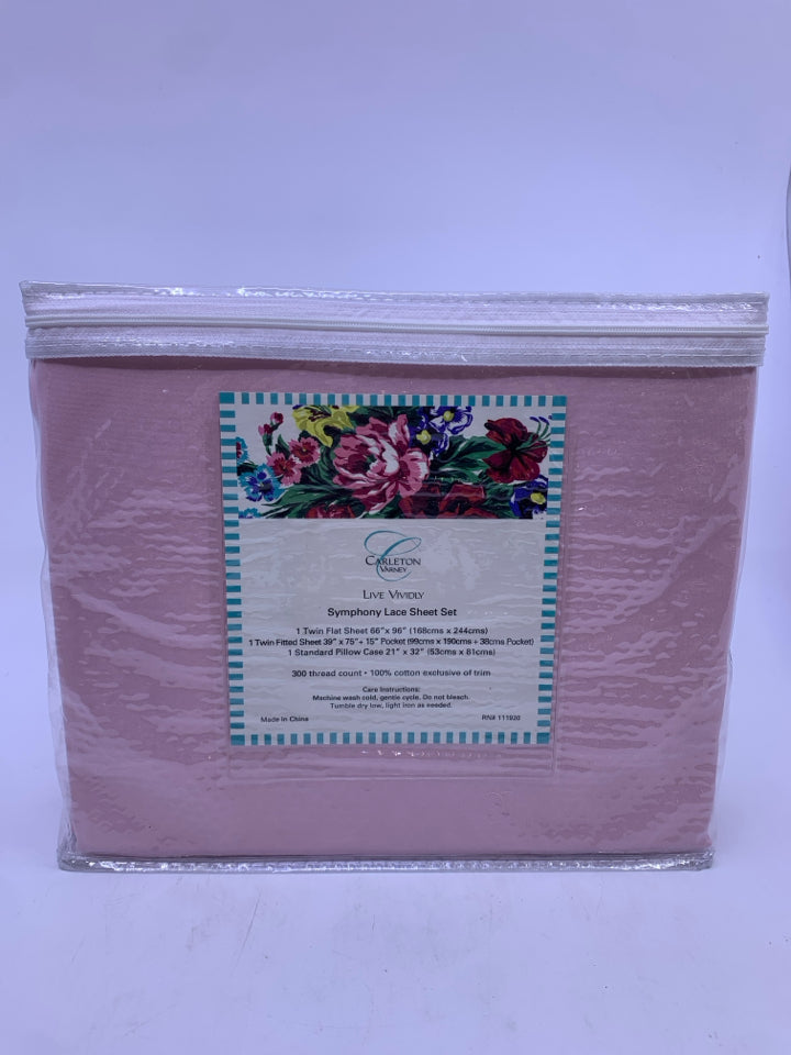 NIP PINK TWIN LACE SHEET