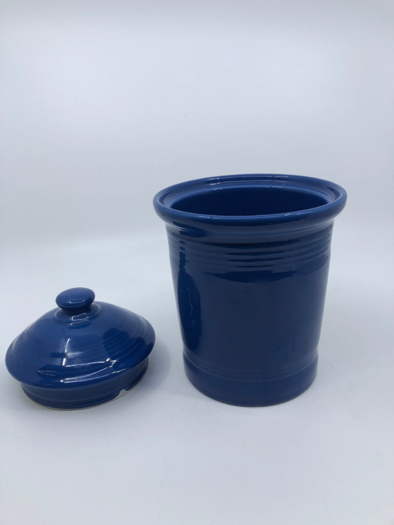 DARK BLUE FIESTA WARE CANISTER.