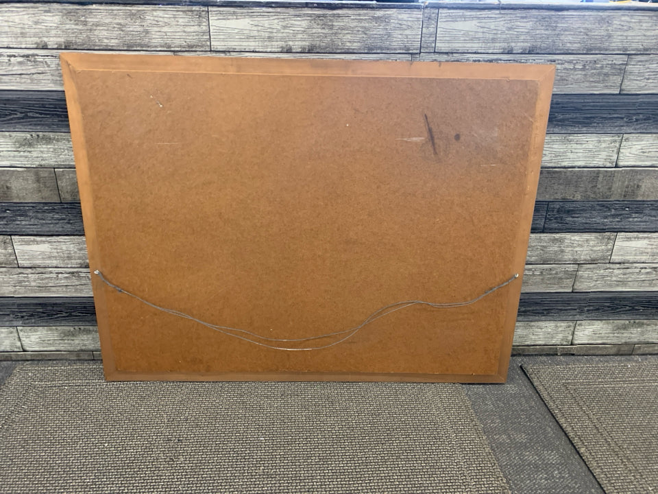 LARGE, HEAVY VTG WOOD WALL MIRROR.