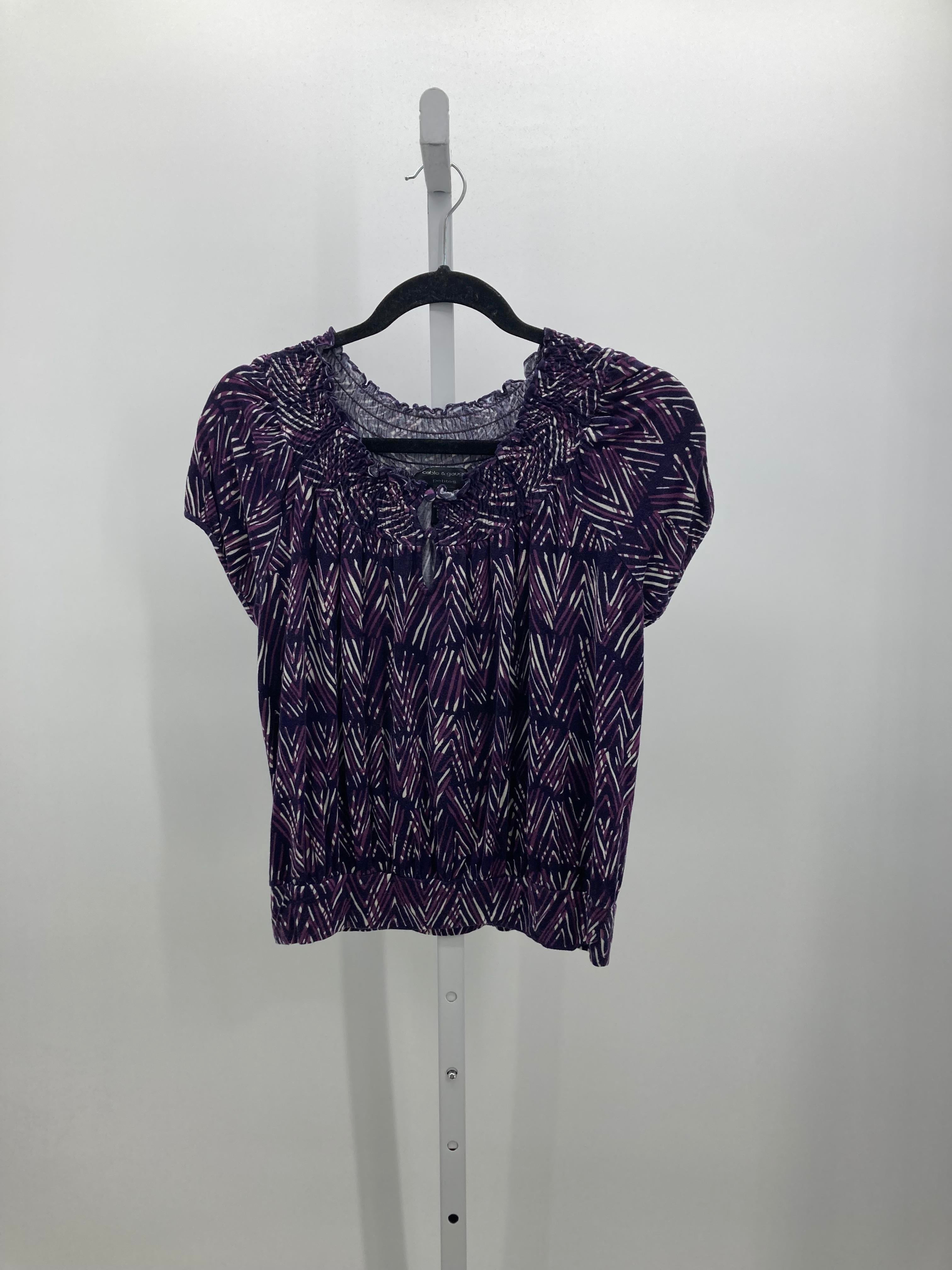 Cable & Gauge Size Large Petite Petite Short Sleeve Shirt