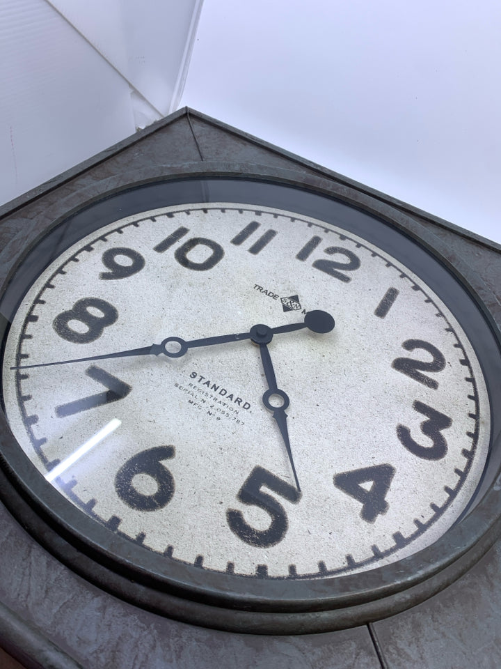 LARGE SQUARE METAL CLOCK.